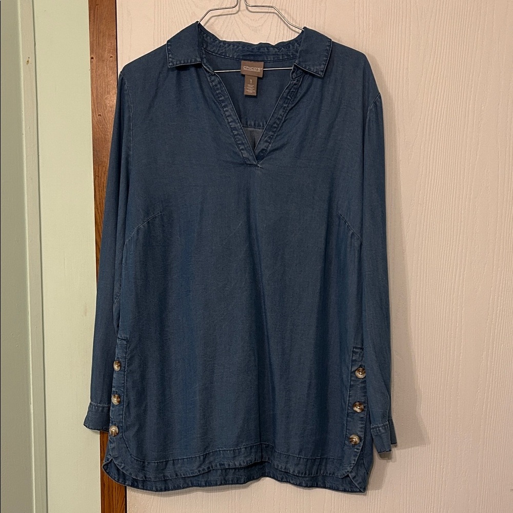 Chico's Indigo Denim Tunic Top Size 1